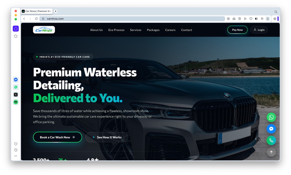 Car Ninza website home page